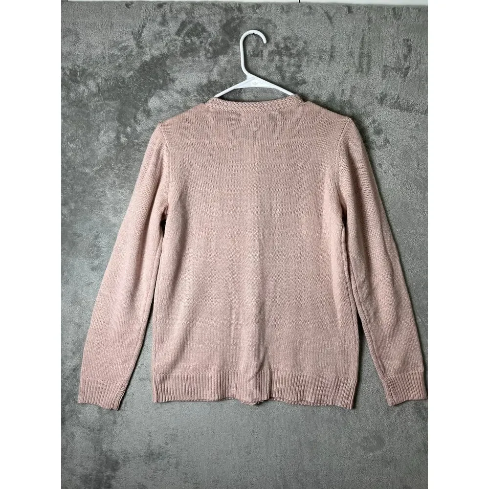 Soft Girl Blush Pink Knit Cardigan Button‎ Front Cottagecore Coquette Kawaii NEW